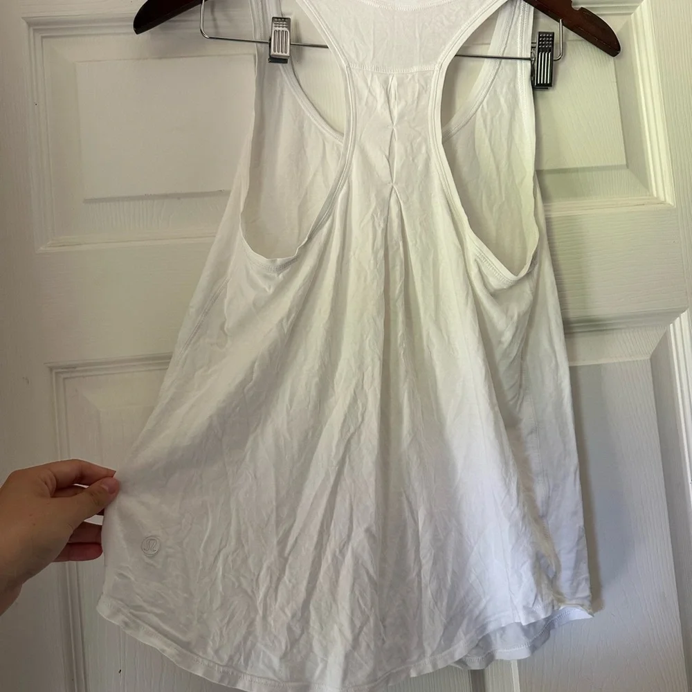 Lululemon Love Tank Pleated Pima Cotton Blend Curved Hem Racerback Top - Size 4 - Picture 4 of 5